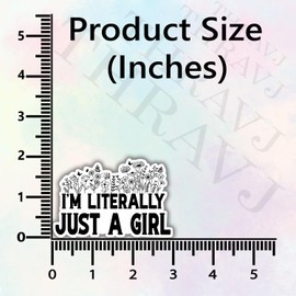 (3Pcs) I'm Literally Just a Girl Sticker, Funny Quotes Vinyl Stickers Decorate for Water Bottles, Books, Laptops, Phones, Tumblers, Size 2 x 3 Inch