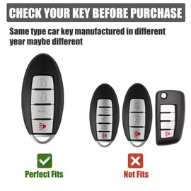 Gematay - Funda para llave Nissan compatible con Nissan Altima Rogue Sentra Pathfinder Frontier Maxima Titan Murano Kicks Juke Versa Armada GTR 370Z Leaf Remote Smart Key Protector