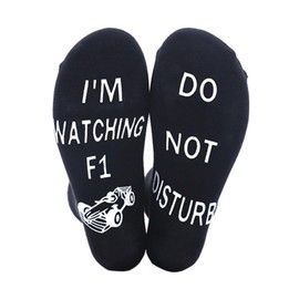 SSKHE Novelty Socks Funny Socks DO NOT DISTURB I'M WATCHING F1 Socks, Formula 1 Socks, Birthday Present Christmas Gifts for F1 Lovers, F1 Socks Car Novelty Gifts for Men Teenage Boys 9-12 UK