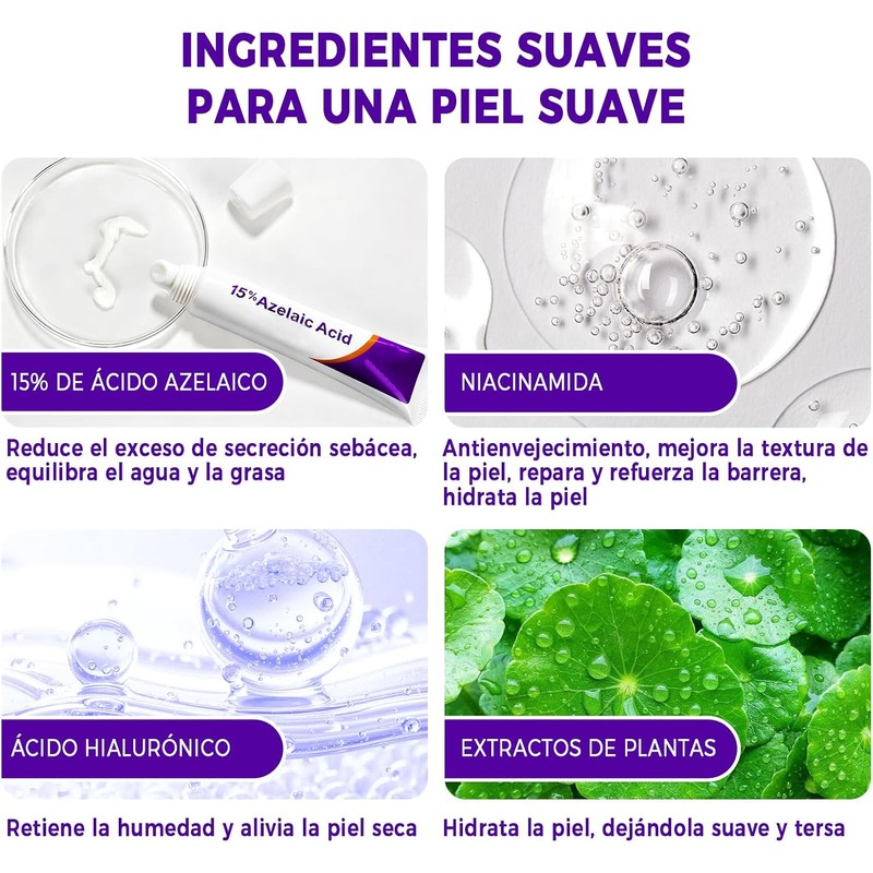 3PCS Crema Ácido Azelaico, Suero Ácido Azelaico