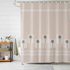 Stuidolane 72x78 Inch Shower Curtain Tropical Palm Trees Bathroom Decor, Waterproof Fabric Bathtub Bath Curtains Decorative Beach Coastal Plants Extra Long Shower Curtain Set with Hooks