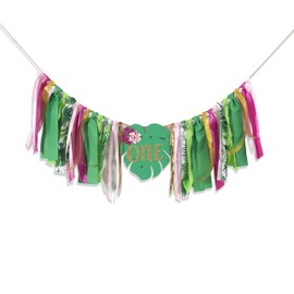 Aloha to One - Pancarta tropical hawaiana con temática de luau, pancarta de trona alta para niñas, decoración de primer cumpleaños, pancarta tropical de cumpleaños