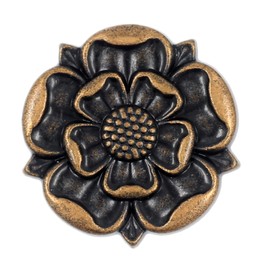 Bezelry 10 Pieces Tudor Rose Metal Shank Buttons. 25mm(1 inch) (Antique Copper)