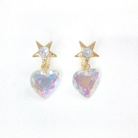 Minacute Q1394 Star & Heart Bijou Earrings, Clear