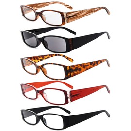 Eyekepper 5 Pairs Reading Glasses for Women Reading Inlcude Reader Sunglasses +1.00 Reading Eyeglasses