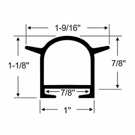 Steele Rubber Products - 90-3400-265 - RV - 1-1/8" Bulb Weatherstrip with Tabs - Sold as a 15 Foot Strip - Commonly Found on Forest River, Heatland, Keystone, Tiffin