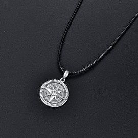 KINGWHYTE Compass Necklace Men's S925 Sterling Silver Compass Pendant Birthday Gifts Graduation Jewellery for Men Women, Sterling Silver