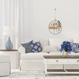 Dried Flowers Wreath 25 cm Flower Wreath Decoration, Hanging Boho Door Wreath Flower Wreath Metal Ring with Dried Flowers, DIY Natural Dried Flower Wreath Ring for Living Room Wall Door Decoration