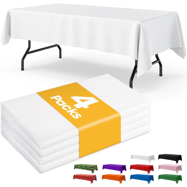 Niuara Niuara White Plastic Table Cloth Rectangle Table 4 Pack,