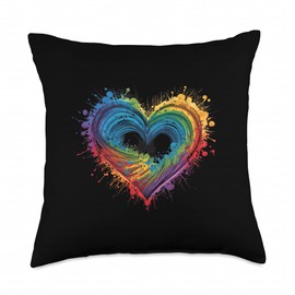 Womens Tie Dye Heart Valentines Day Graphic Teen Girls Women Throw Pillow
