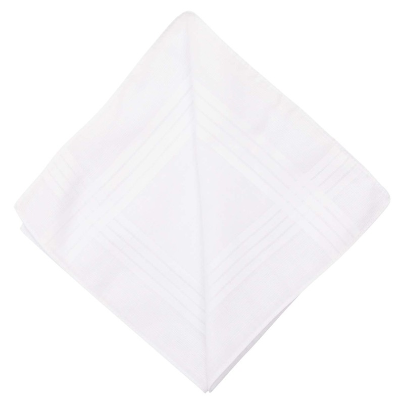 Perry Ellis 12 Pack Handkerchief (Permanent Press White with Satin