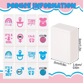 Hollowfly 65 Tiles 30 mm Gender Reveal Mahjong Block Set with Storage Bags 2 Player Plastic Mahjong Push Tile Game Pattern No DIY Required for Friend Family Party Gift(Pink, Blue)