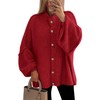 PRETTYGARDEN Women's Winter Button Down Cardigan Sweaters Mock Neck Lantern