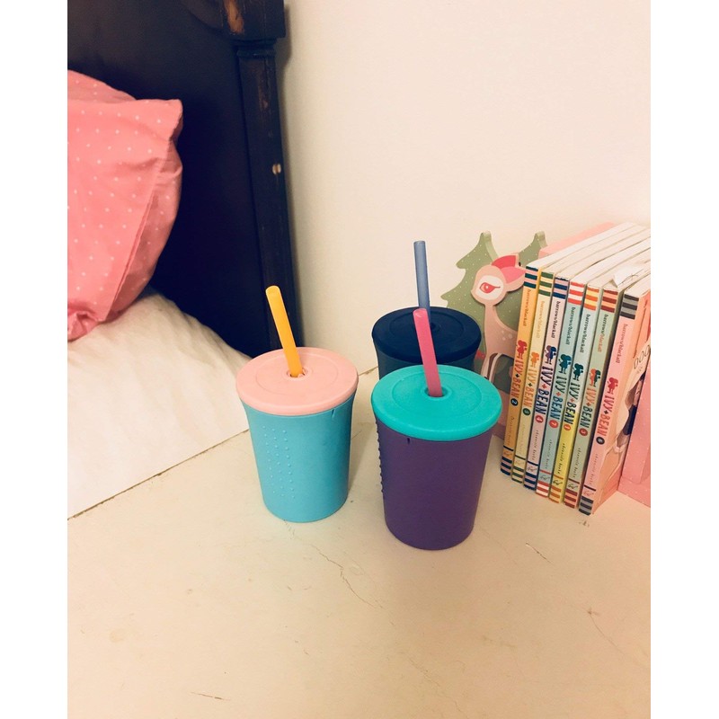 GoSili Unisex Baby Straw Cup, Berry/Sea, 350 ml