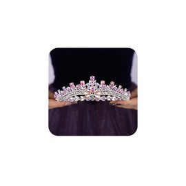 Teyglen Crystal Crown and Tiara for Women Wedding Rhinestone Princess Tiaras Headband Bridal Hair Accessories for Pageant Party Prom Brithday (Ab color)