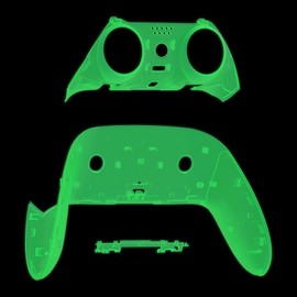 eXtremeRate Top Bottom Decorative Trim Shell Compatible with p s 5 Edge Controller DIY Replacement Front Back Clip Shell, Custom Glow in Dark - Green Plates Cover Compatible with p s 5 Edge Controller
