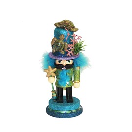 Kurt Adler Hollywood Nutcracker with Sea Turtle Hat, 11-Inch,Blue
