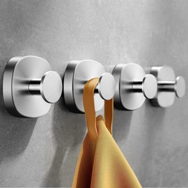 Daoun Suction Hooks, Vacuum Suction Cup Hooks for Hanging Towel Coat, Stainless Steel Suction Hooks Heavy Duty for Bathroom Kitchen, 4 Pack Towel Hooks