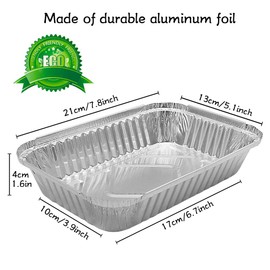 BYKITCHEN 30 Foil Food Containers, Disposable Aluminium Foil Trays, Foil Container for Baking/Cooking/Roasting, Food Storage & Freezing (21cm x 13cm)