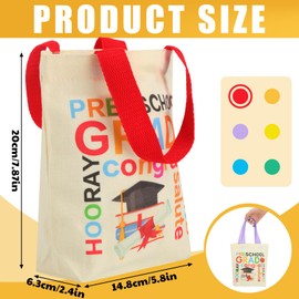 Silkfly 12 Pcs Mini Kindergarten Preschool Graduation Totes Graduation Party Favor Bags Canvas Tote Bags for Kids Boy Girl(Preschool)