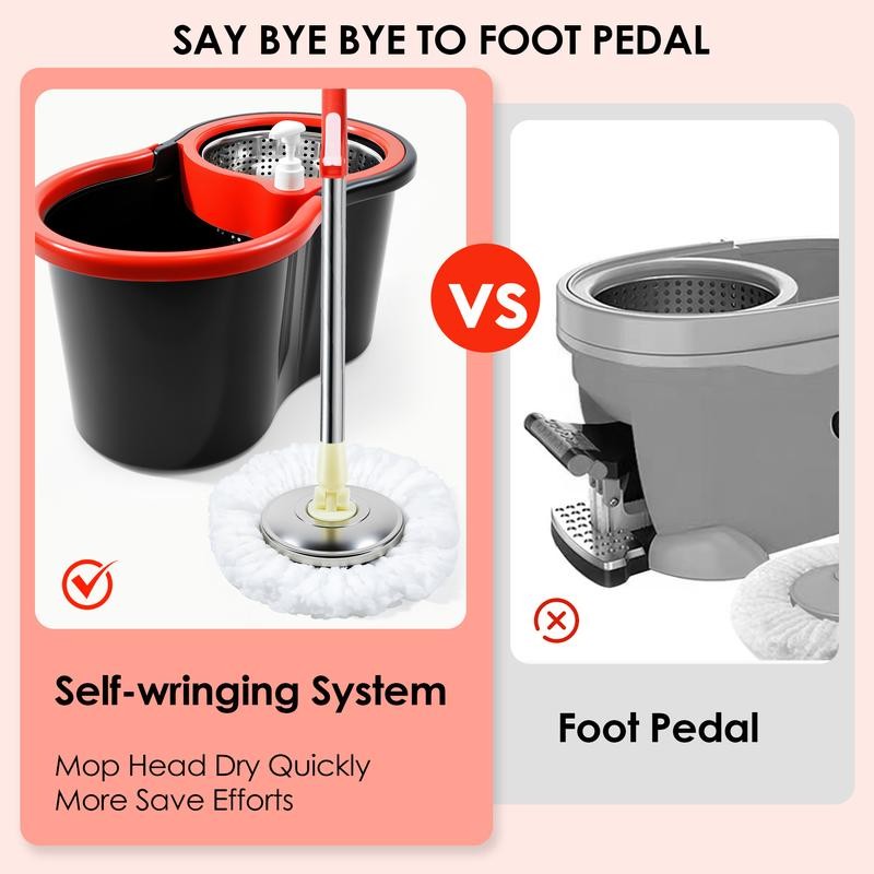 360¬∞ Rotating Spin Mop & Bucket Set -Stainless Steel 49.2