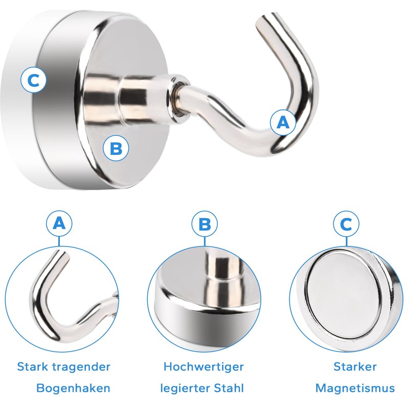 Aenienoe Magnetic Hooks Extra Strong 32 mm Magnetic Hook Strong