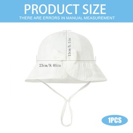 Baby Sun Hat, Toddler Girl Sun Hat, Ideal for 0-12 Month Infants, Perfect for Summer, Baby Girl with Bow Flower Cotton Infant ,Adjustable Protection Summer Beach for Toddler for Boys Girls