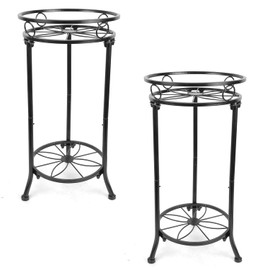 YHIJURS 2 Pack Metal Plant Stand 2 Tiers Indoor, 20.3inch Tall Plant Stands Outdoor,Iron Corner Flower Pot Holder, Plant Rack, Display Shelf Racks for Home Garden Office