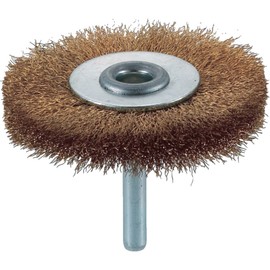 TRUSCO TB-6234 Wheel Brush with Shaft, Diameter 2.6 inches (65 mm) x Shaft 0.2 inches (6 mm), Brass, Wire Diameter 0.006 inches (0