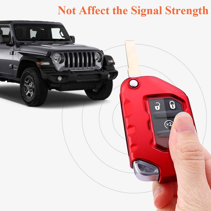 SANRILY 1Pcs Flip Key Fob Case Cover for Jeep Wrangler