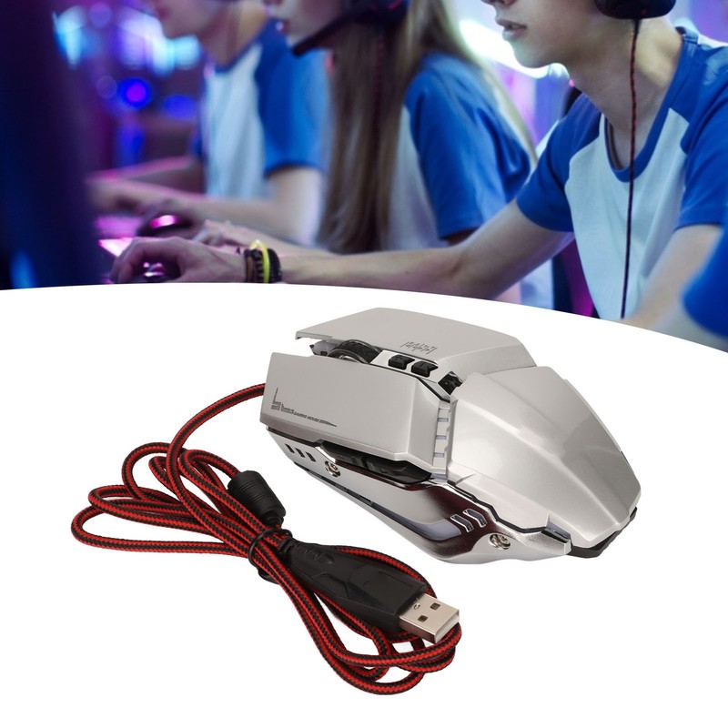 Gaming Mouse Ergonomic Design 4 DPI Adjustable Breathing RBG Backlit