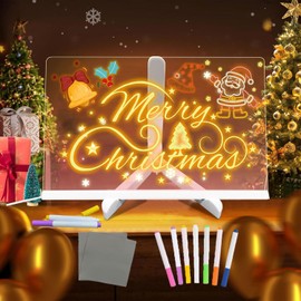 LED Note Board with 7 Colors,11.8"x7.9" Led Drawing Board for Kids with Invisible Stand, Light Up Dry Erase Board with 7 Markers, Dry Erase Board for Office School Home