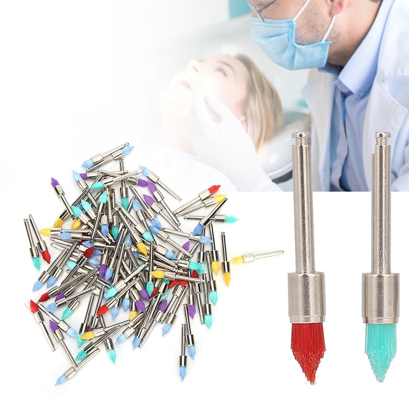 100Pcs Nylon Dental Teeth Polishing Brush Polisher Dental Supply with