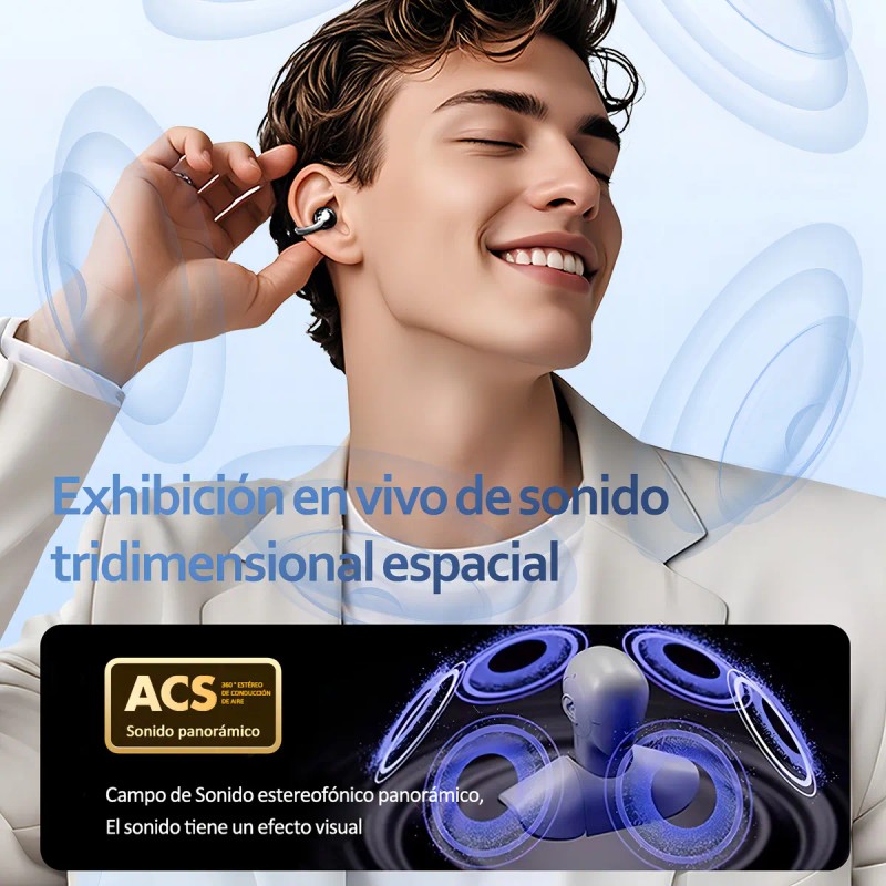 HOLFILL Audfonos Bluetooth 5.4 Clip Ear para Gaming y Deporte