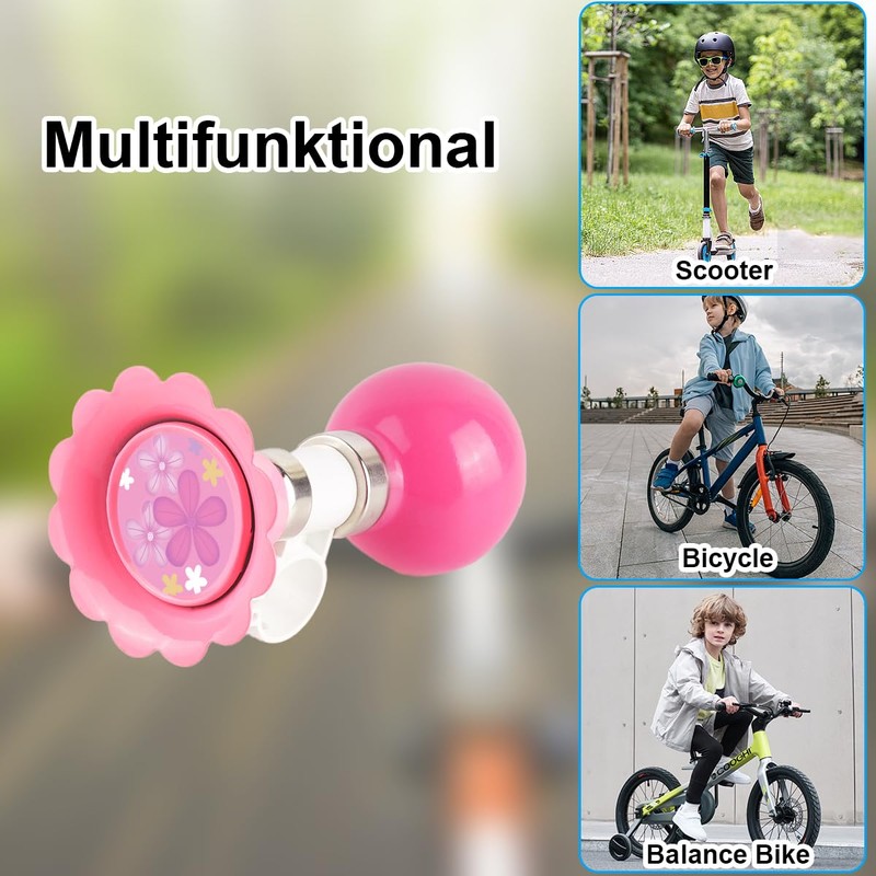 Children's Bicycle Bell with 5 Stickers in Different Patterns -
