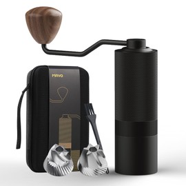 MAVO Manual Coffee Grinder, Wizard Hand Coffee Grinder, Capacity 25g with 2PCS CNC Stainless Steel Conical Burr -Pentagon and Hexagonal, Burr Coffee Bean Grinder for French Press, Pour Over, Black