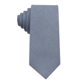 Mens Slim Width Color Linen Neckties - Standard and Extra Long Tie (Slate Blue, Standard 58 ")
