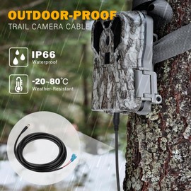 KSK 2 Pack Chew Proof Power Cord 98-inch (5.5x2.1mm) Trail Camera Cord,with .25'' Female Spade Connector