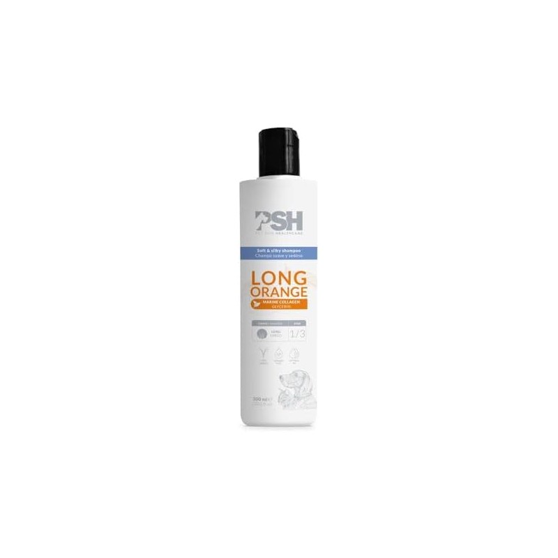 PSH Long Orange, Champú Suave con Colágeno Marino para Perros