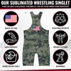 4-Time Camo Sublimada Wrestling Singlet, Camo, Grande