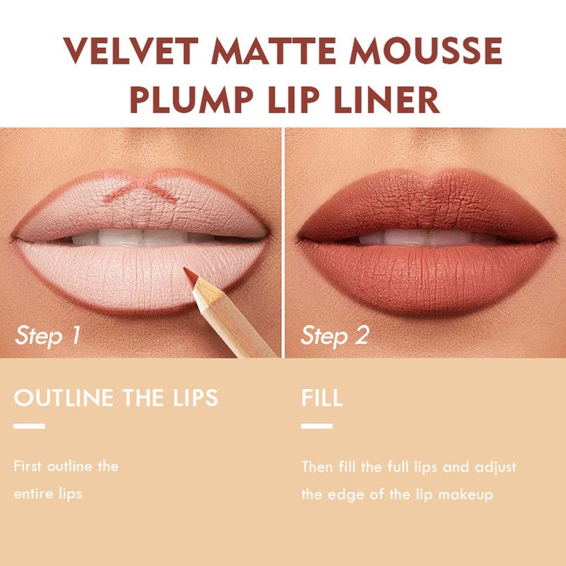 12 Colors Lip Liner Matte Lipstick Lipliner Waterproof Sweat Resistant