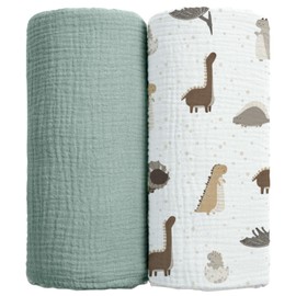 lulumoon Baby Muslin Swaddle Blankets: Soft Receiving Blanket for Newborn - Cotton Swaddling Blanket for Neutral 2Pack