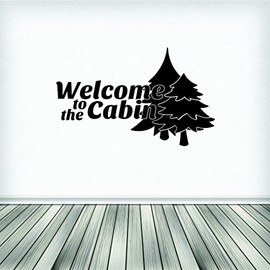 Decal Wall Sticker : Welcome to The Cabin Quote Getaway Lake House Vacation Size: 20 Inches X 30 Inches - 22 Colors Available