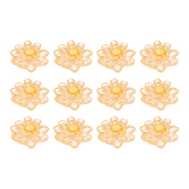 CoCud Mini Resin Flower, 0.94" Diameter, Miniature Tiny Lotus Dollhouse Transparent Orange - (Applications: for Fairy Garden Dollhouse Party Favors Micro Landscaping) 12-Pieces