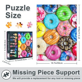 1000 Piece Puzzles for Adults - Colorful Donuts & Sweet Treats Jigsaw Puzzle, Vibrant Dessert Artwork Adult Puzzles 1000 Pieces, Premium Puzzle Board, 27.5x19.7 Inches