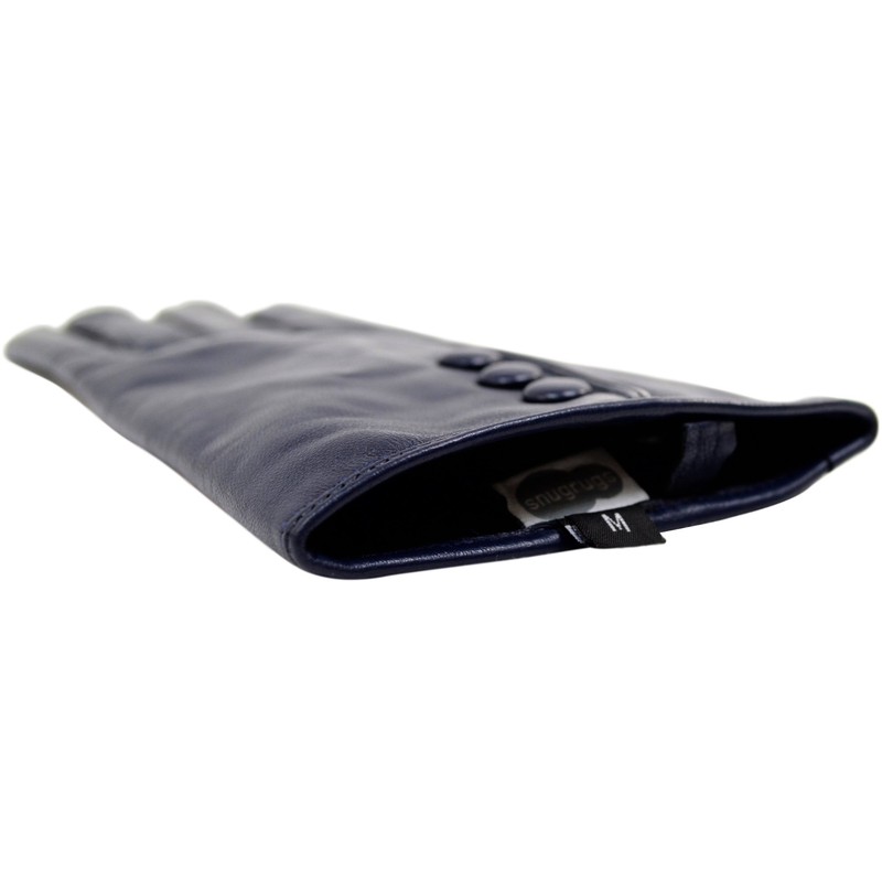 SNUGRUGS Ladies Butter Soft Navy Leather Glove with Button Feature