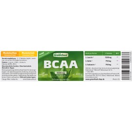 BCAA, 1000 mg, high dose, 300 tablets, vegan, good muscle building and muscle maintenance (proteins). No artificial additives. No genetic engineering.