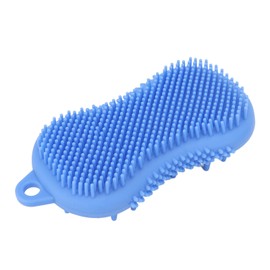 Silicone Bath Brush Men Women Soft Double Sided Exfoliating Massage Shampoo Body Scrubber Brush Blue