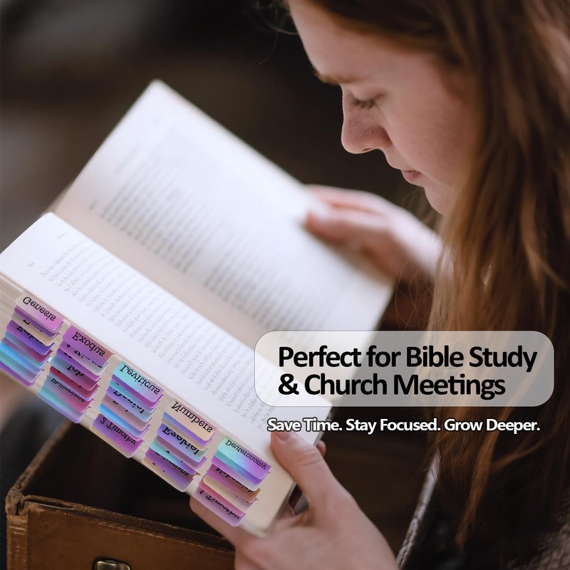 Laminated Bible Tabs for Women&Men，75 pcs Large Print for Bible