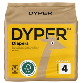 DYPER Baby Diapers Size 4 | Honest Ingredients | Cloth Alternative | Day & Overnight | Made with Plant-Based* Materials | Hypoallergenic